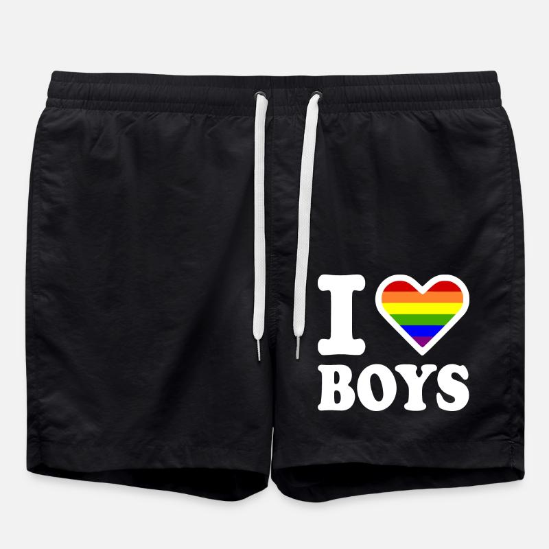 I love boys - Swim Trunks - black