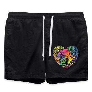 Dinosaur Hipster - Swim Trunks - black - Front - AI Model Male 185 light (185cm)