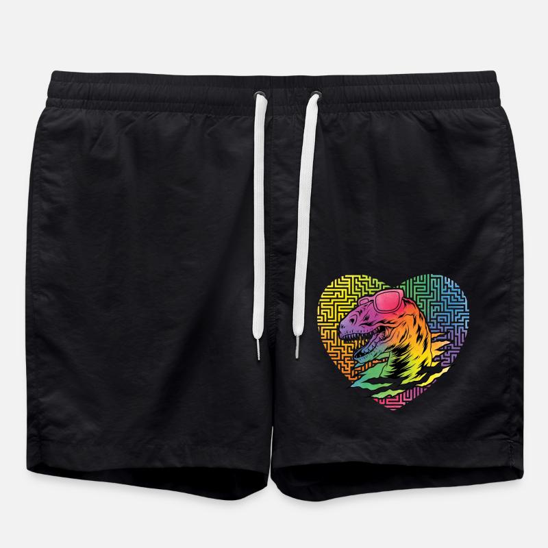 Dinosaur Hipster - Swim Trunks - black