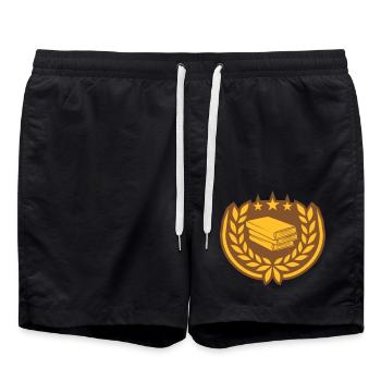 Books Stack Stars Laurel Wreath - Swim Trunks - black - Front - AI Model Male 185 light (185cm)