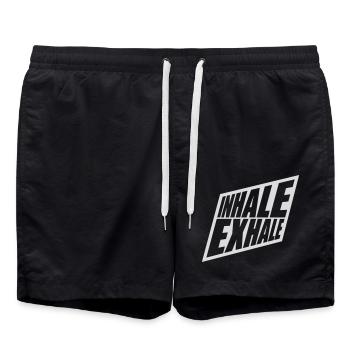 inhale exhale yoga quote - Swim Trunks - black - Front - AI Model Male 185 light (185cm)