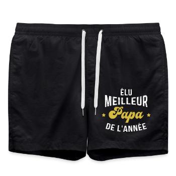 Elu meilleur papa de l année, idée cadeau papa - Short de bain - noir - Devant - AI Model Male 185 light (185cm)