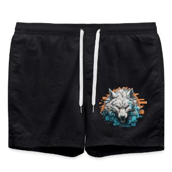 Spirit of the North - Graffiti Style - Swim Trunks - black - Front - AI Model Male 185 light (185cm)