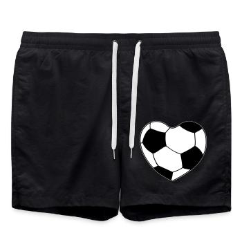 Herz Fußball - Badeshorts - Schwarz - Vorne - AI Model Male 185 light (185cm)