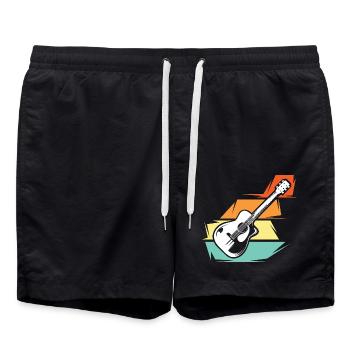 retro guitar musician guitar love icon vintage - Swim Trunks - black - Front - AI Model Male 185 light (185cm)