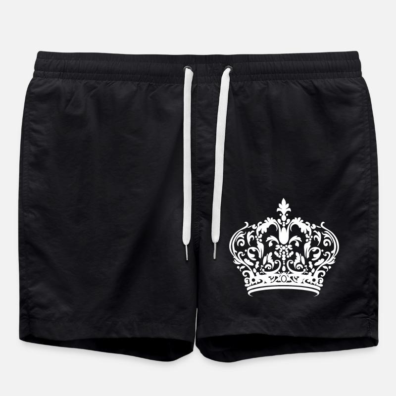 Crown Symbol King Queen - Swim Trunks - black