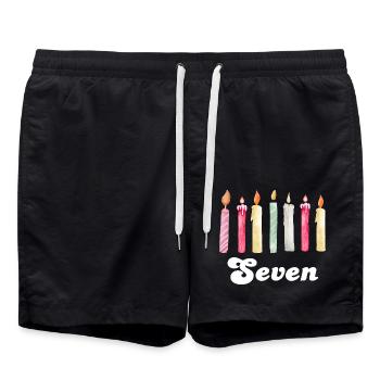 7e anniversaire bougie - Short de bain - noir - Devant - AI Model Male 185 light (185cm)