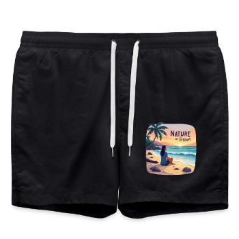 Nature is my Therapy - Holidays by the sea - Swim Trunks - black - Front - AI Model Male 185 light (185cm)