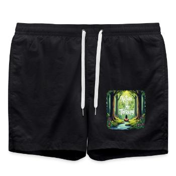 Nature is my Therapy - Meditation im Wald - Badeshorts - Schwarz - Vorne - AI Model Male 185 light (185cm)