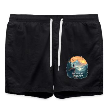 La nature est ma thérapie - Randonnée en montagne - Short de bain - noir - Devant - AI Model Male 185 light (185cm)