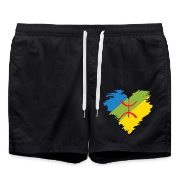AMAZIGH DANS MON COEUR - JE SUIS UN VRAIS KABYL - Short de bain - noir - Devant - AI Model Male 185 light (185cm)