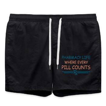 Apotheke | Pharma Life - Badeshorts - Schwarz - Vorne - AI Model Male 185 light (185cm)