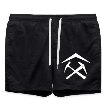 Dachdecker Power: Style für Profis - Badeshorts - Schwarz - Vorne - AI Model Male 185 light (185cm)