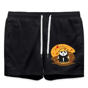 Pander mit Hut und Drachen. - Badeshorts - Schwarz - Vorne - AI Model Male 185 light (185cm)