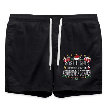 Most Likely to Watch All the Christmas Movies - Swim Trunks - black - Front - AI Model Male 185 light (185cm)