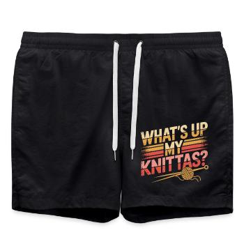 Creative humor for knitting lovers - Swim Trunks - black - Front - AI Model Male 185 light (185cm)