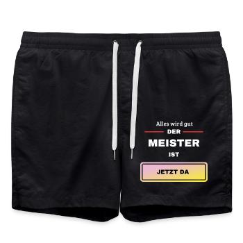 Der Meister ist da - Badeshorts - Schwarz - Vorne - AI Model Male 185 light (185cm)