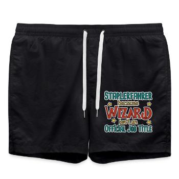 Gabelstaplerfahrer Wizard Staplerfahrer - Badeshorts - Schwarz - Vorne - AI Model Male 185 light (185cm)