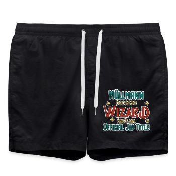 Garbage Man Wizard - Swim Trunks - black - Front - AI Model Male 185 light (185cm)