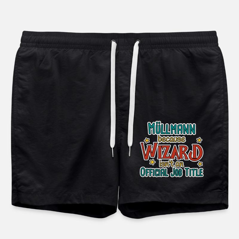 Garbage Man Wizard - Swim Trunks - black