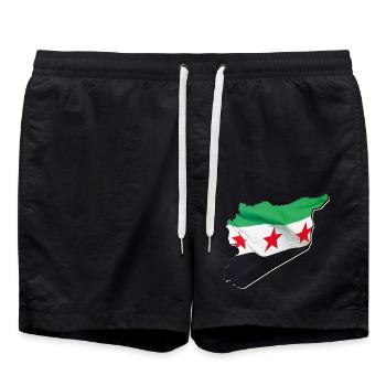 Drapeau de la Syrie en Syrie Carte 2 - Short de bain - noir - Devant - AI Model Male 185 light (185cm)