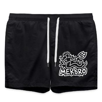Merbro - Discover the magical underwater world - Swim Trunks - black - Front - AI Model Male 185 light (185cm)