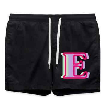 Mehrfarbiger Buchstabe e – originelle Geschenkidee - Badeshorts - Schwarz - Vorne - AI Model Male 185 light (185cm)