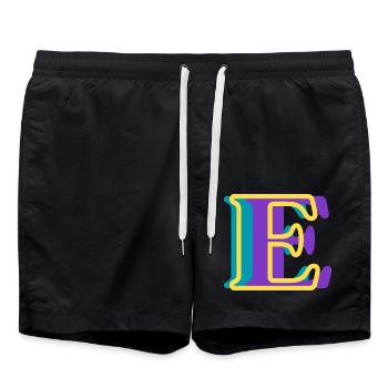 Mehrfarbiger Buchstabe e – originelle Geschenkidee - Badeshorts - Schwarz - Vorne - AI Model Male 185 light (185cm)