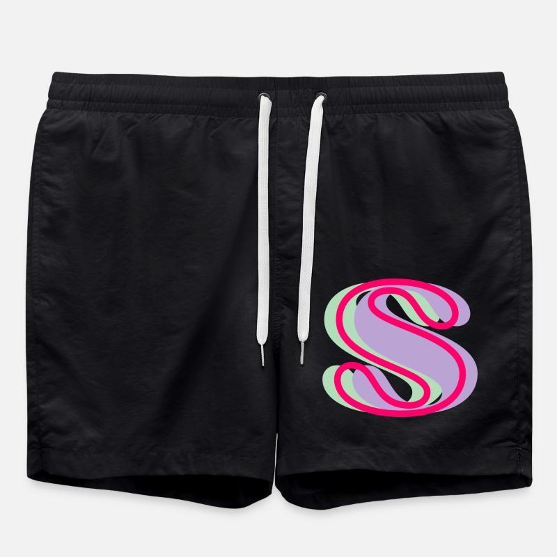 Mehrfarbiger Buchstabe s - Badeshorts - Schwarz