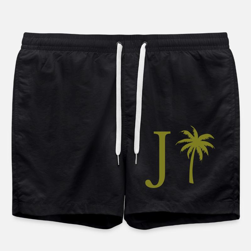 Lettre j vert Palm - Short de bain - noir