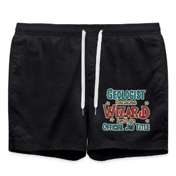 Geologist Wizard Geology - Swim Trunks - black - Front - AI Model Male 185 light (185cm)