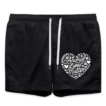 Vegetarian Vegan Veggie Vegetarian - Swim Trunks - black - Front - AI Model Male 185 light (185cm)