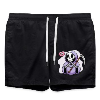 Cute Grim Reaper with Heart Hands - Swim Trunks - black - Front - AI Model Male 185 light (185cm)
