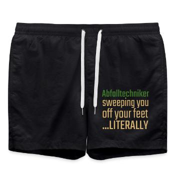 Abfalltechniker Valentinstag Sweeping you - Badeshorts - Schwarz - Vorne - AI Model Male 185 light (185cm)