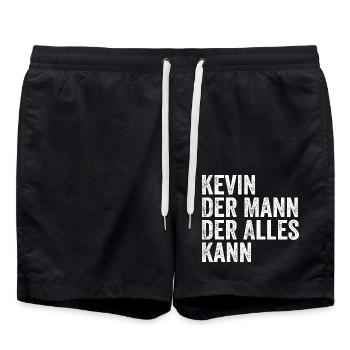 Kevin Der Mann Der Alles Kann Vorname Kevin - Badeshorts - Schwarz - Vorne - AI Model Male 185 light (185cm)