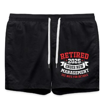 Ruhestand 2025 Rentner Rente Rentnerin - Badeshorts - Schwarz - Vorne - AI Model Male 185 light (185cm)