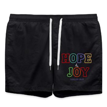Hope & Joy – Romans 15:13 - Swim Trunks - black - Front - AI Model Male 185 light (185cm)
