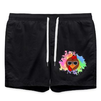 Poulets Coq Dinde - Short de bain - noir - Devant - AI Model Male 185 light (185cm)