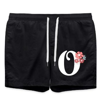Lettre o fleurs minimalistes - Short de bain - noir - Devant - AI Model Male 185 light (185cm)
