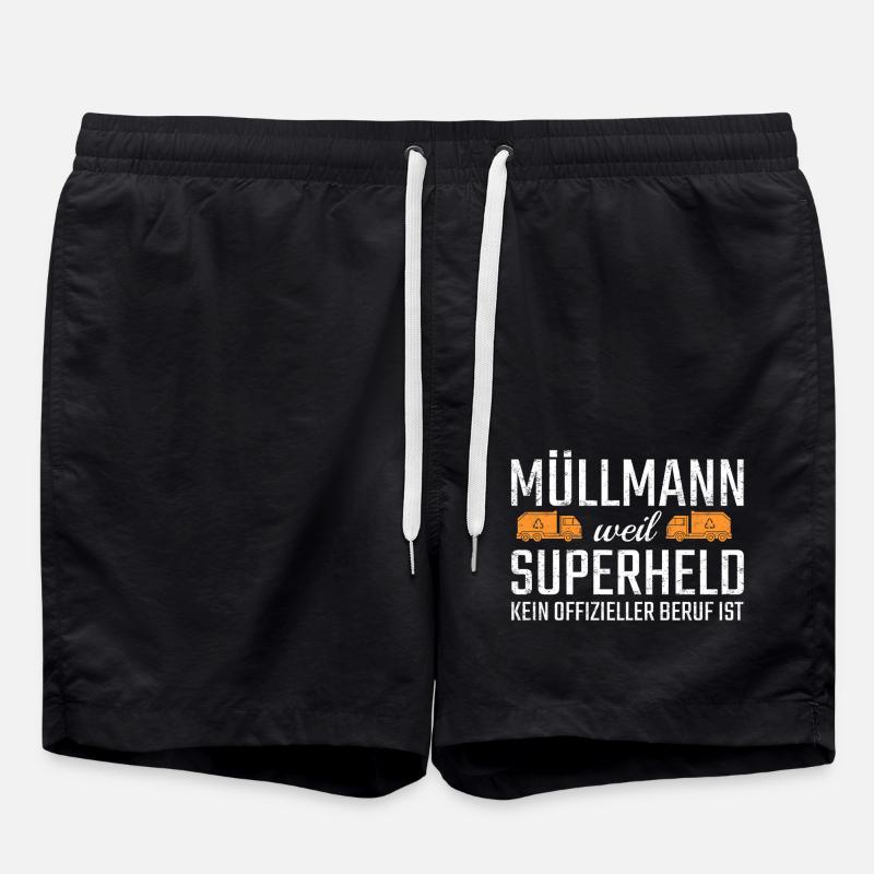 Müllmann Superheld - Badeshorts - Schwarz