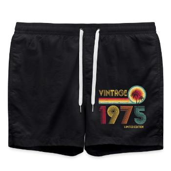 Vintage 1975 Limited Edition – Retro Sunset 50th - Swim Trunks - black - Front - AI Model Male 185 light (185cm)