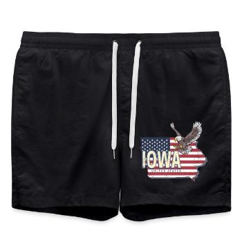 Iowa Vereinigte Staaten Landkarte Vintage USA - Badeshorts - Schwarz - Vorne - AI Model Male 185 light (185cm)