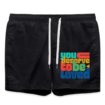 You Deserve To Be Loved - Swim Trunks - black - Front - AI Model Male 185 light (185cm)