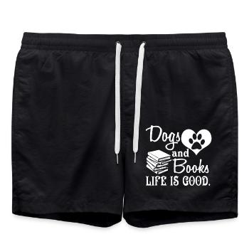 Dogs and Books - Swim Trunks - black - Front - AI Model Male 185 light (185cm)