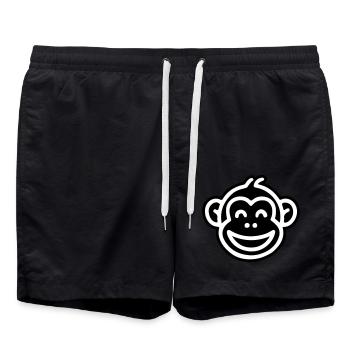 Affe Kopf Witzig - Badeshorts - Schwarz - Vorne - AI Model Male 185 light (185cm)