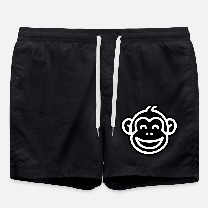 Monkey Head Funny - Swim Trunks - black