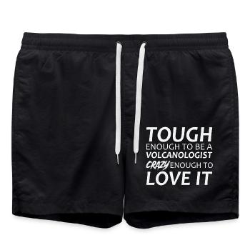 Volcanologist crazy Volcanology - Swim Trunks - black - Front - AI Model Male 185 light (185cm)