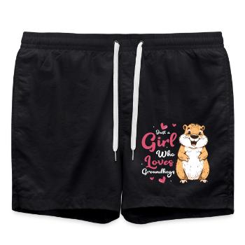 Just A Girl Who Loves Groundhogs Rodent Animal - Badeshorts - Schwarz - Vorne - AI Model Male 185 light (185cm)