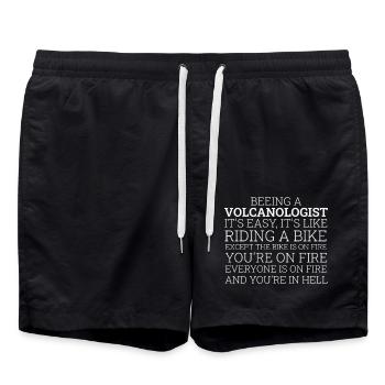 Volcanologist Riding A Bike Volcanology - Badeshorts - Schwarz - Vorne - AI Model Male 185 light (185cm)