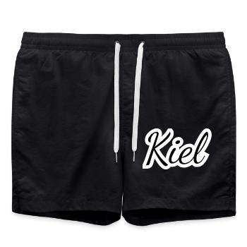 Kiel - Textdesign mit Stadtnamen - Badeshorts - Schwarz - Vorne - AI Model Male 185 light (185cm)
